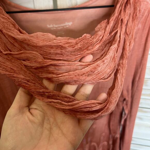 NWT SOFT SURROUNDINGS Women's L Silk Beaux Art Romantic Tunic Coral Pink - Picture 8 of 16